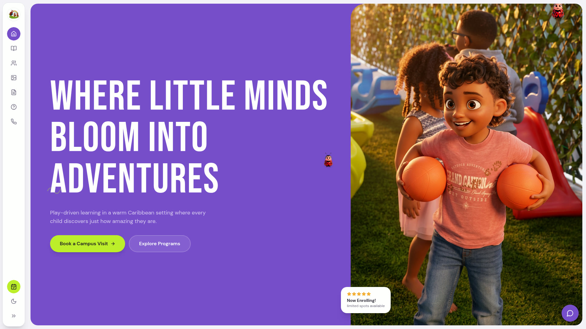 Learning Bugs Preschool homepage
